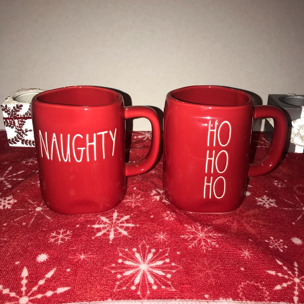 Rae Dunn Christmas Mugs - NAUGHTY/NICE & HO HO HO